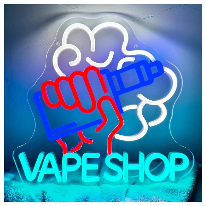 Vaping Store - Неоновая вывеска для вейп-шопа: Рука, держащая